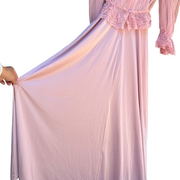 Vintage Eve of MIlady Lavender 70s 80s Satin Lace Cover Prom Bridesmaid Dress Si - Picture 8 of 13